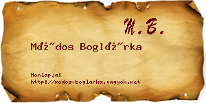 Módos Boglárka névjegykártya